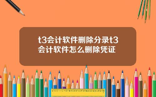 t3会计软件删除分录t3会计软件怎么删除凭证