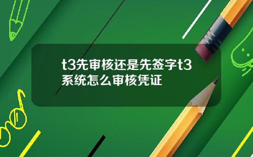 t3先审核还是先签字t3系统怎么审核凭证