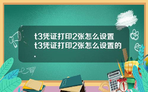 t3凭证打印2张怎么设置t3凭证打印2张怎么设置的.