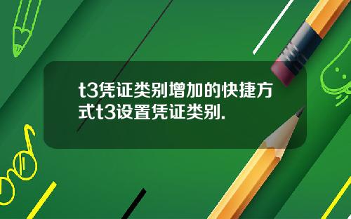 t3凭证类别增加的快捷方式t3设置凭证类别.