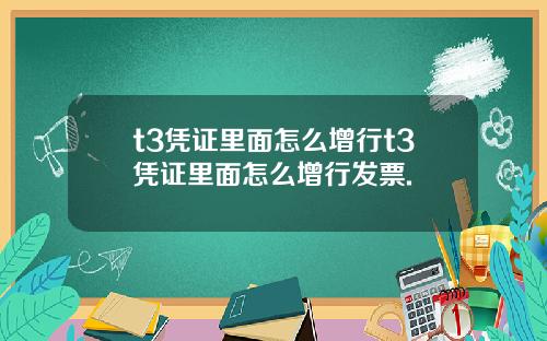 t3凭证里面怎么增行t3凭证里面怎么增行发票.