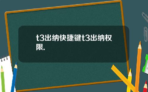 t3出纳快捷键t3出纳权限.