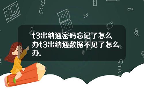 t3出纳通密码忘记了怎么办t3出纳通数据不见了怎么办.
