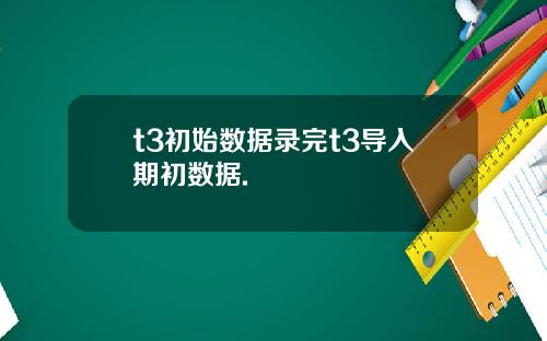 t3初始数据录完t3导入期初数据.