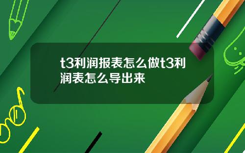 t3利润报表怎么做t3利润表怎么导出来