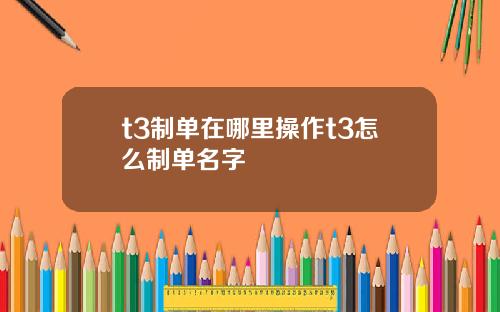 t3制单在哪里操作t3怎么制单名字