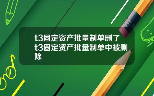 t3固定资产批量制单删了t3固定资产批量制单中被删除