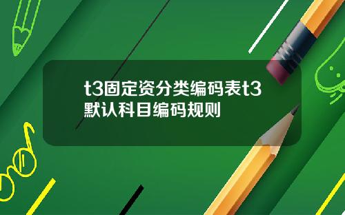 t3固定资分类编码表t3默认科目编码规则