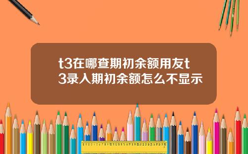 t3在哪查期初余额用友t3录入期初余额怎么不显示