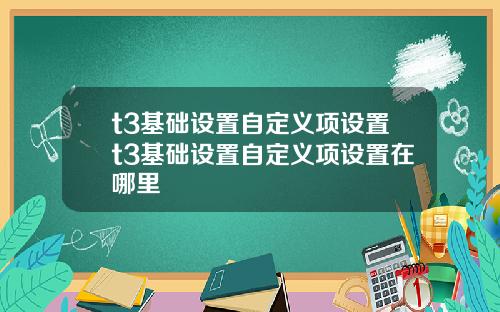 t3基础设置自定义项设置t3基础设置自定义项设置在哪里
