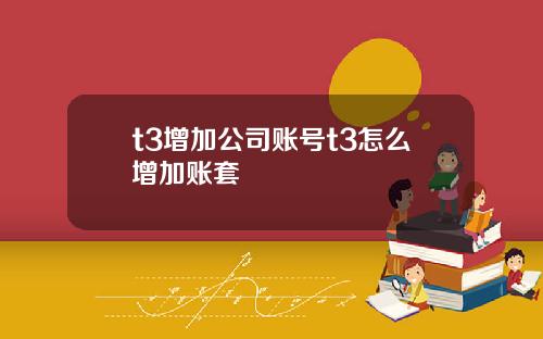 t3增加公司账号t3怎么增加账套