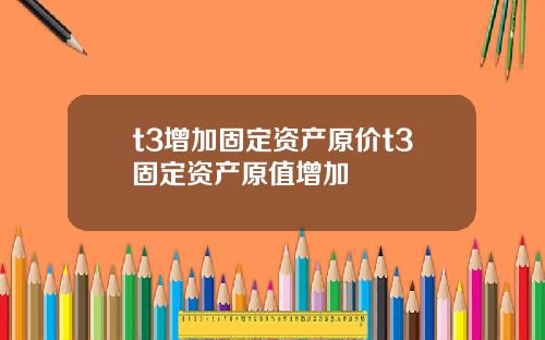 t3增加固定资产原价t3固定资产原值增加