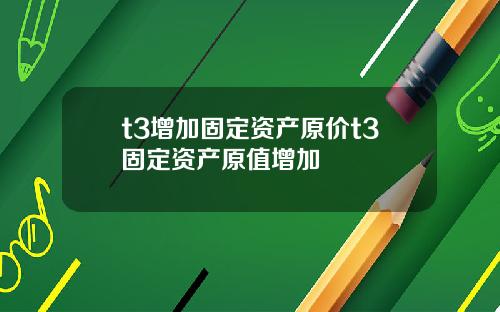 t3增加固定资产原价t3固定资产原值增加