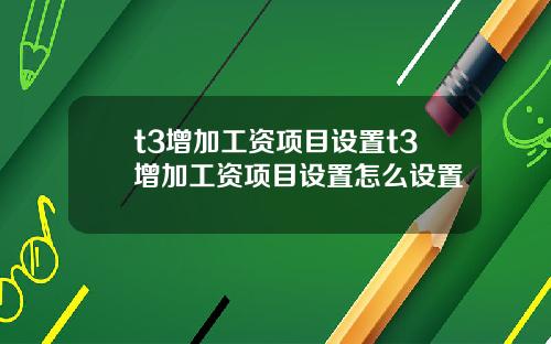 t3增加工资项目设置t3增加工资项目设置怎么设置