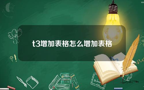 t3增加表格怎么增加表格