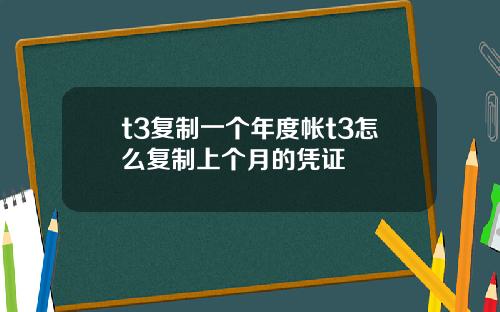 t3复制一个年度帐t3怎么复制上个月的凭证