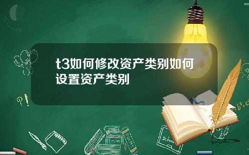 t3如何修改资产类别如何设置资产类别