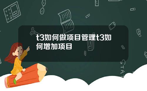 t3如何做项目管理t3如何增加项目