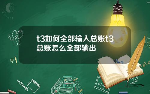 t3如何全部输入总账t3总账怎么全部输出