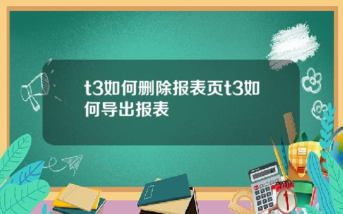 t3如何删除报表页t3如何导出报表