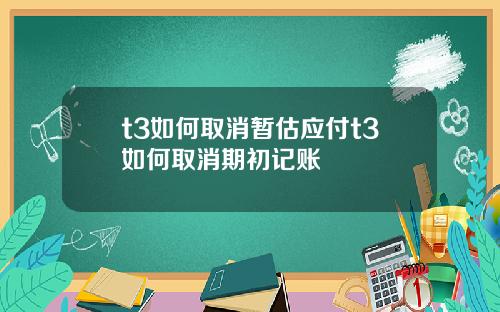 t3如何取消暂估应付t3如何取消期初记账
