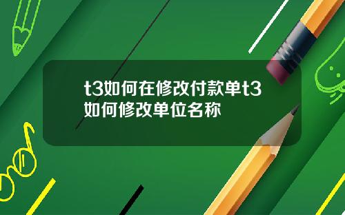 t3如何在修改付款单t3如何修改单位名称