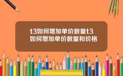 t3如何增加单价数量t3如何增加单价数量和价格
