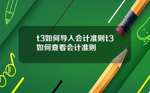 t3如何导入会计准则t3如何查看会计准则