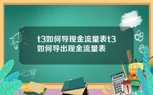 t3如何导现金流量表t3如何导出现金流量表