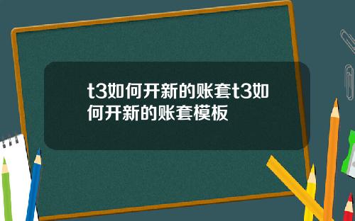 t3如何开新的账套t3如何开新的账套模板