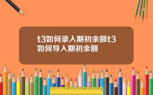 t3如何录入期初余额t3如何导入期初余额