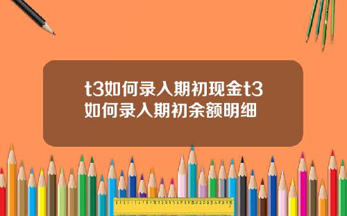 t3如何录入期初现金t3如何录入期初余额明细