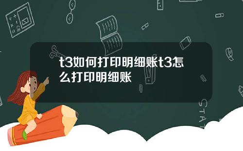 t3如何打印明细账t3怎么打印明细账