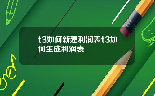 t3如何新建利润表t3如何生成利润表