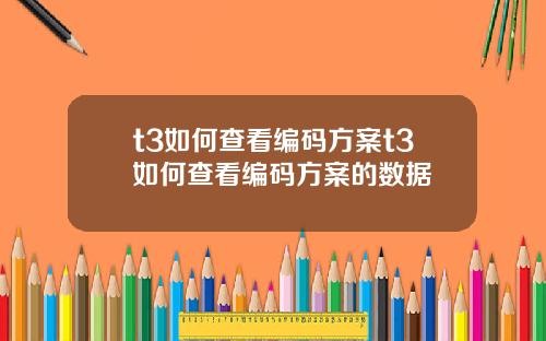 t3如何查看编码方案t3如何查看编码方案的数据