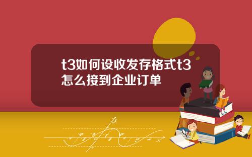 t3如何设收发存格式t3怎么接到企业订单