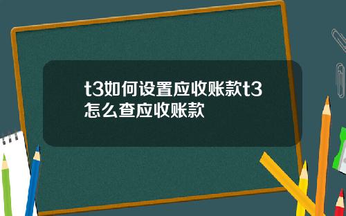 t3如何设置应收账款t3怎么查应收账款