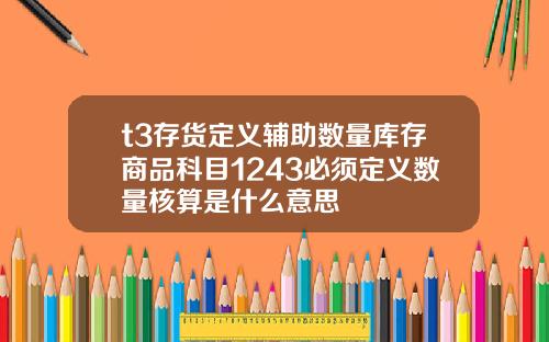 t3存货定义辅助数量库存商品科目1243必须定义数量核算是什么意思