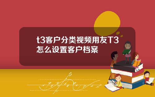 t3客户分类视频用友T3怎么设置客户档案