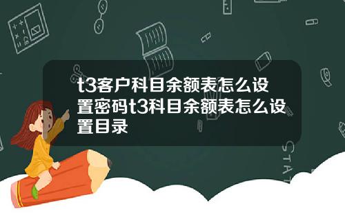 t3客户科目余额表怎么设置密码t3科目余额表怎么设置目录