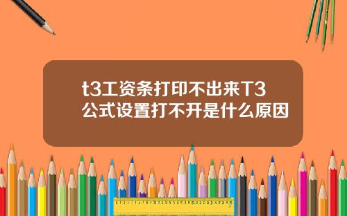 t3工资条打印不出来T3公式设置打不开是什么原因