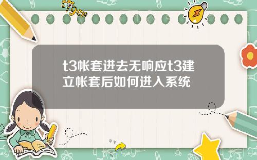 t3帐套进去无响应t3建立帐套后如何进入系统