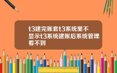 t3建完账套t3系统里不显示t3系统建账后系统管理看不到