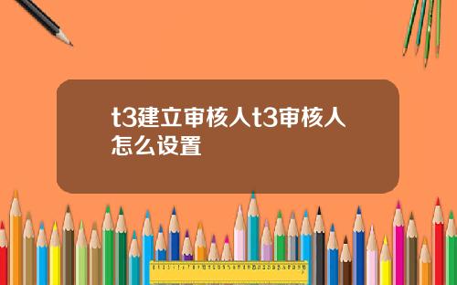 t3建立审核人t3审核人怎么设置