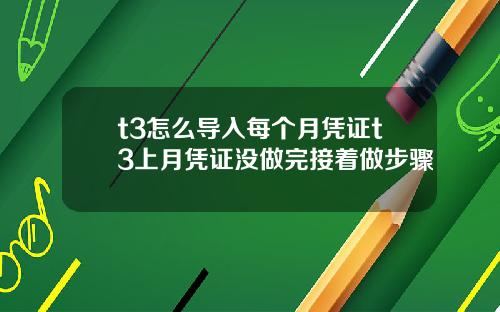 t3怎么导入每个月凭证t3上月凭证没做完接着做步骤