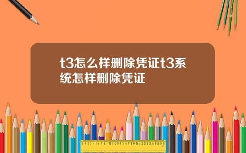 t3怎么样删除凭证t3系统怎样删除凭证