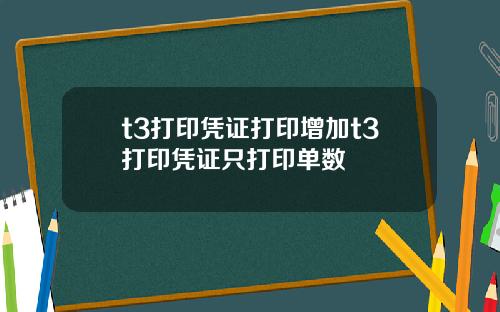 t3打印凭证打印增加t3打印凭证只打印单数