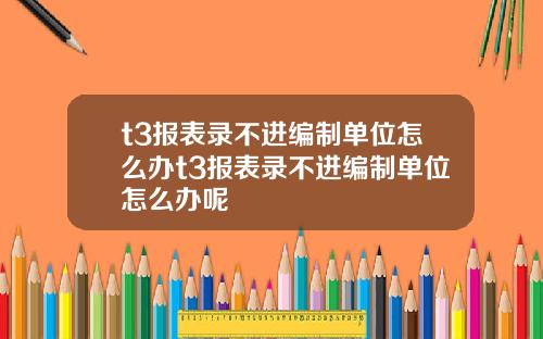 t3报表录不进编制单位怎么办t3报表录不进编制单位怎么办呢
