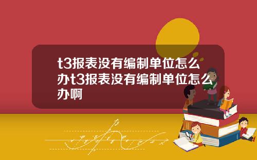 t3报表没有编制单位怎么办t3报表没有编制单位怎么办啊
