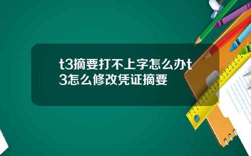 t3摘要打不上字怎么办t3怎么修改凭证摘要